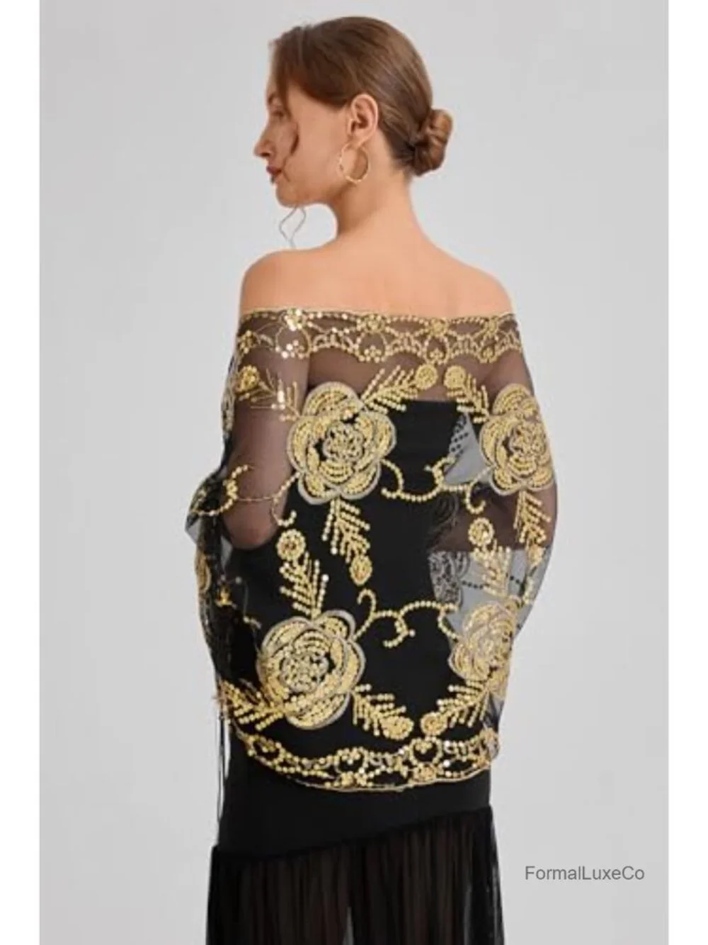 1920s Sequin Shawl Wraps for Women Fringed Evening Cape Cover Up Great Gatsby